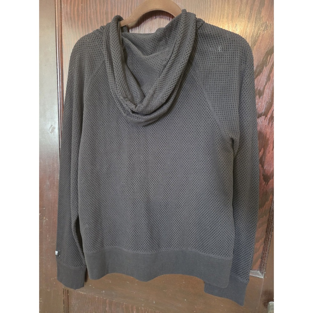 DKNY Full Zip Hoodie Active Mesh‎ Womens Medium Black Stretch Drawstring NWT - Picture 9 of 12